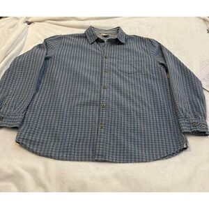 Carbon 2 Cobalt Plaid Long Sleeve Button Up Shirt Men Large Blue Casual Outdoor